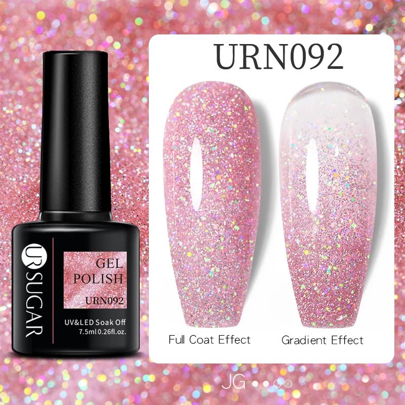 UR SUGAR 7ml Glitter UV Gel Nail Polish Glitter Sequins Soak Off UV Gel Varnish Colorful Nail Gel Polish DIY Nail Art Polish - FASTSHOPP👜