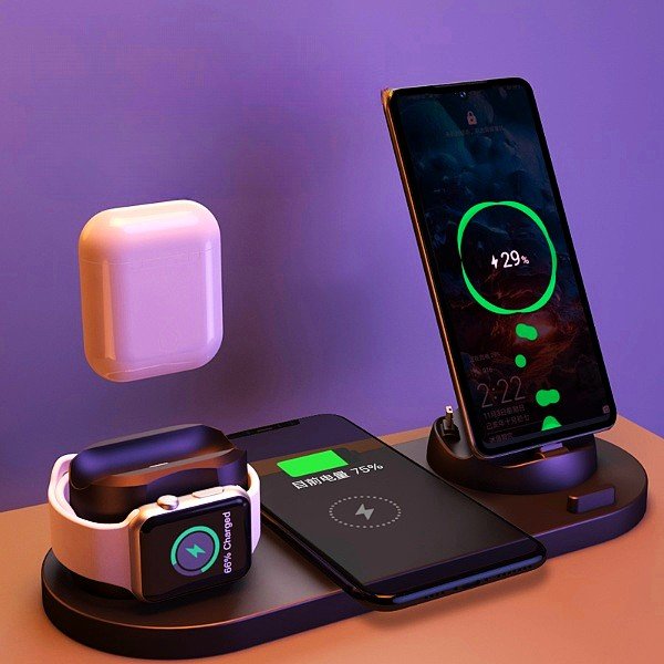 Wireless Charger For IPhone Fast Charger For Phone Fast Charging Pad For Phone Watch 6 In 1 Charging Dock Station - FASTSHOPP👜