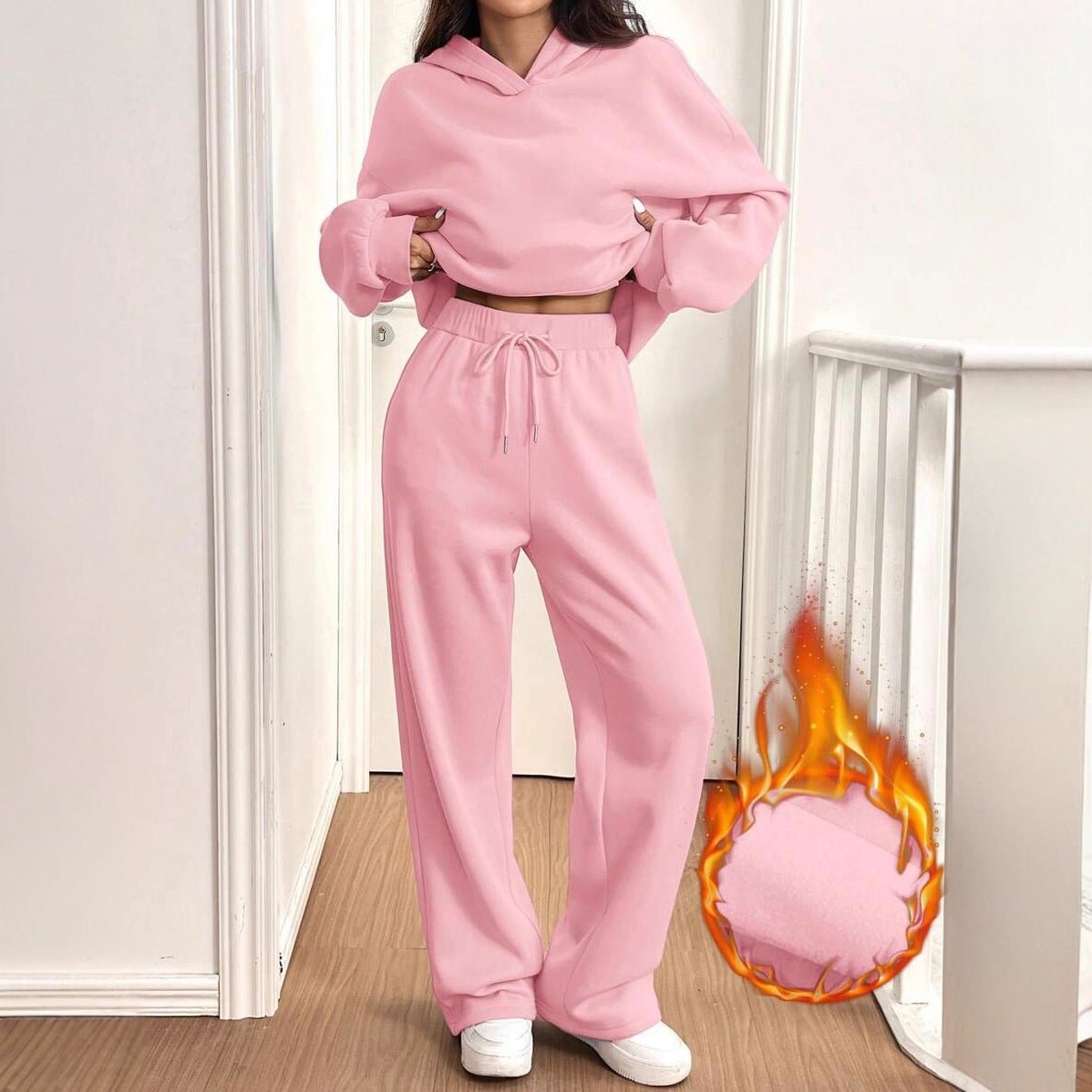 Womens Casual Warm Hooded Top And Pants Set - FASTSHOPP👜