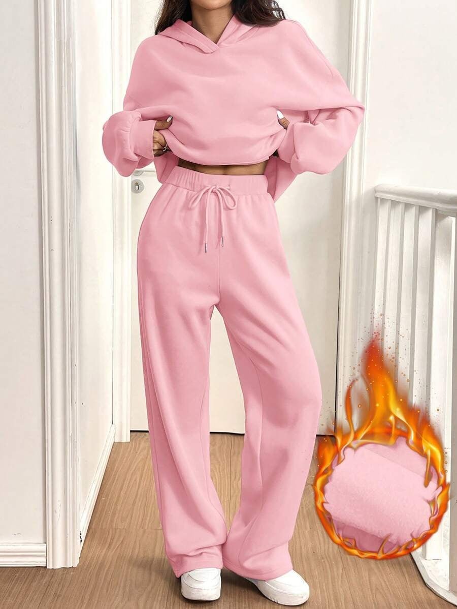 Womens Casual Warm Hooded Top And Pants Set - FASTSHOPP👜