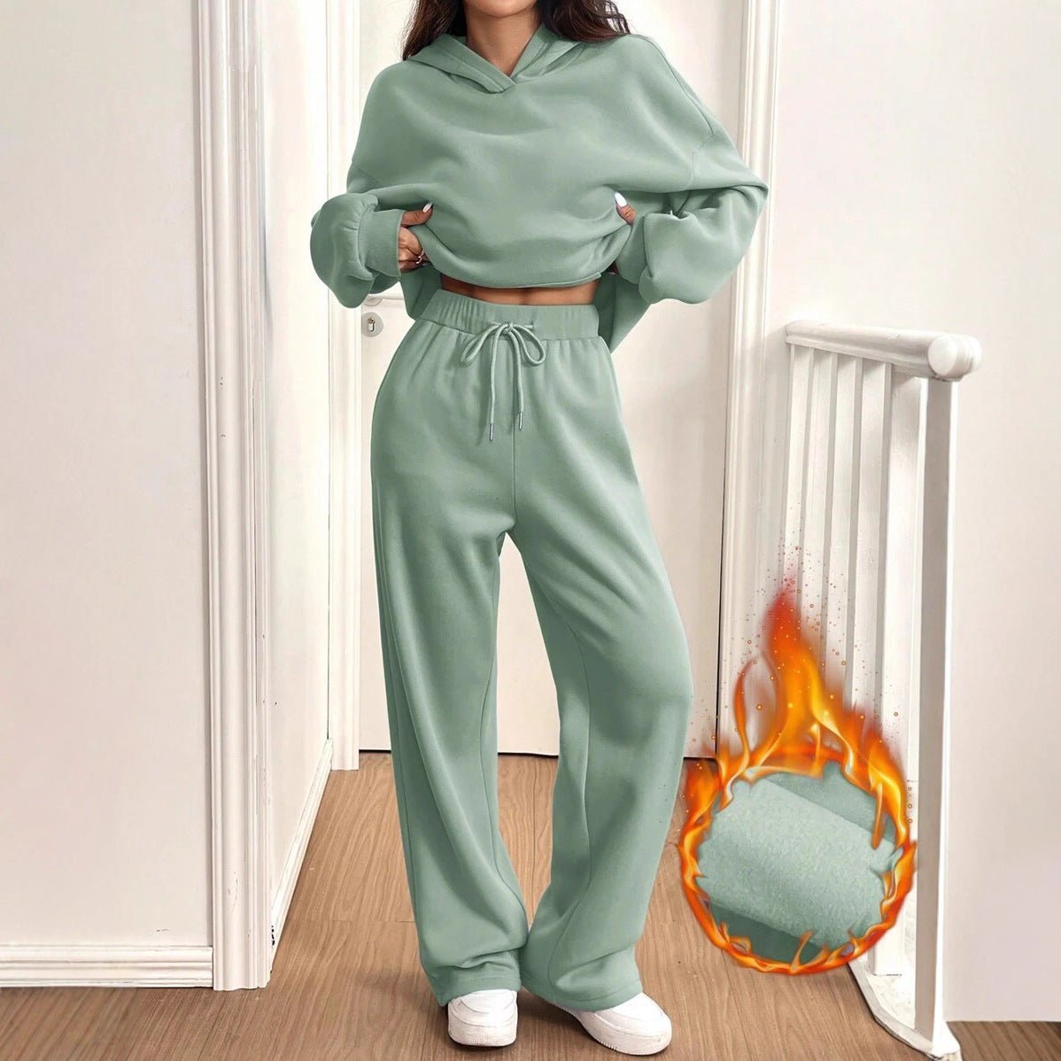 Womens Casual Warm Hooded Top And Pants Set - FASTSHOPP👜