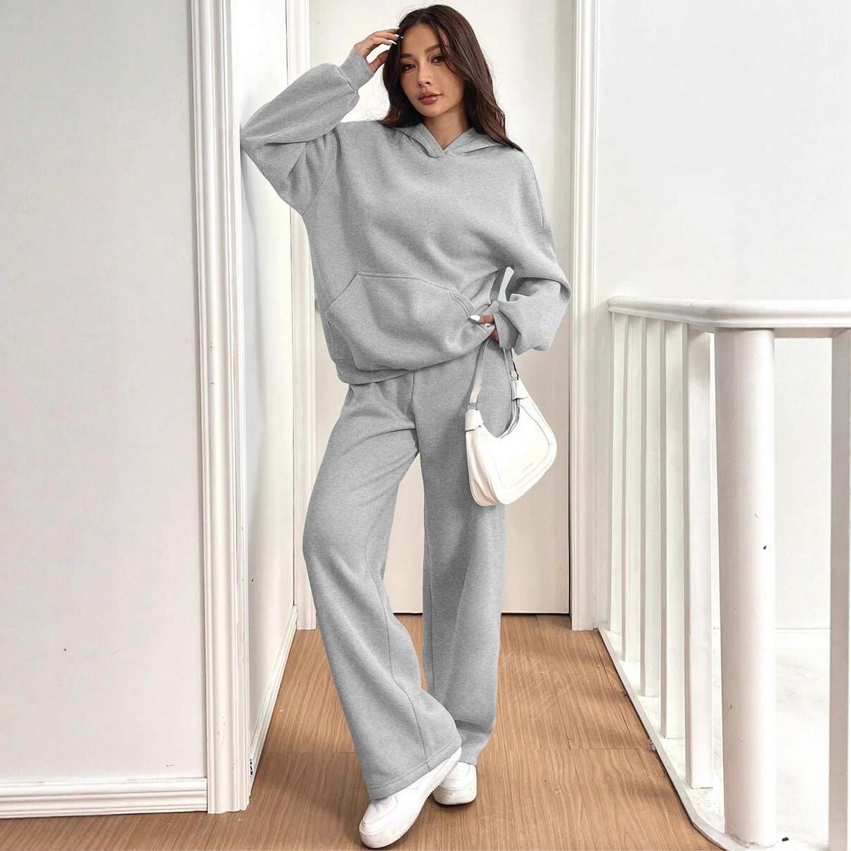 Womens Casual Warm Hooded Top And Pants Set - FASTSHOPP👜